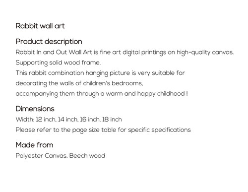 北欧同步儿童房装饰组合壁画兔宝宝系列幼儿园托儿所实木装饰挂画 - 图3