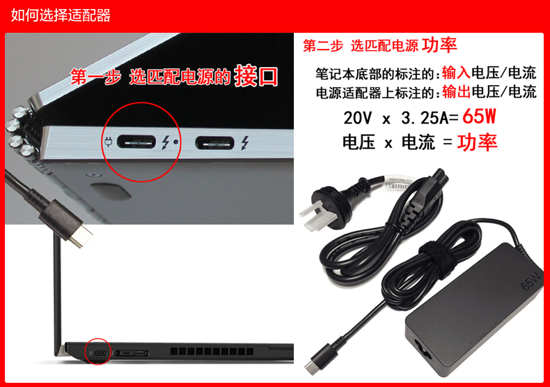 联想ThinkPad原装E480 E485 E580 E585 S2 Yoga 2018/19笔记本电脑65W雷电USB-C电源适配器线Type-C充电器 - 图1