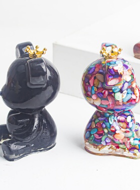 跨境天然水晶碎石滴胶皇冠爱心暴