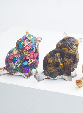 天然水晶碎石滴胶动物公仔树脂工