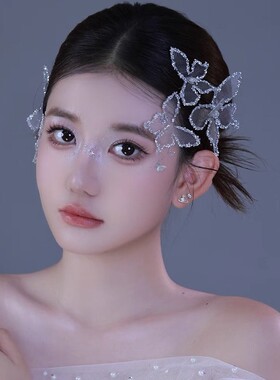 新款新娘结婚头饰蝴蝶贴面发夹