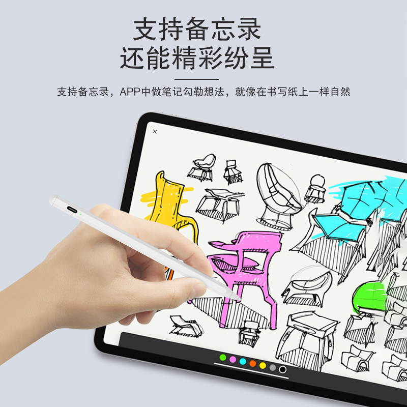 手写笔2021新款iPad 10.2英寸防误触电容笔A2270/A2605第9代iPad触控笔苹果8代平板a2197电脑A2200细头绘画笔-图2