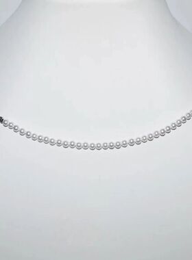 S925银极光母贝及细珍珠小米珠Y字抽拉项链X纯银3mm珍珠锁骨链女