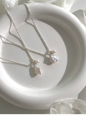 通体纯银S925波光粼粼巴洛克星星轻奢气质珍珠ins小众设计项链女