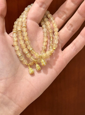 天然金发晶轻奢高级感黄水晶手串