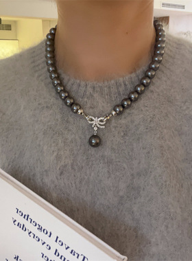 倪妮同款大溪地黑施家珍珠锁骨链