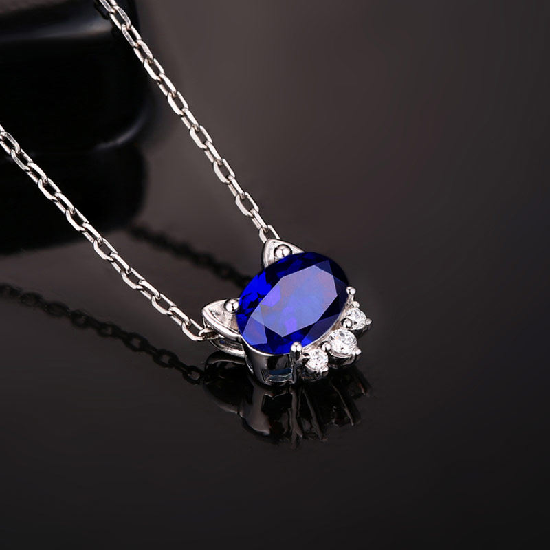 蜜安琪0.93克拉天然蓝宝石女款项坠 蜜安琪珠宝颈饰