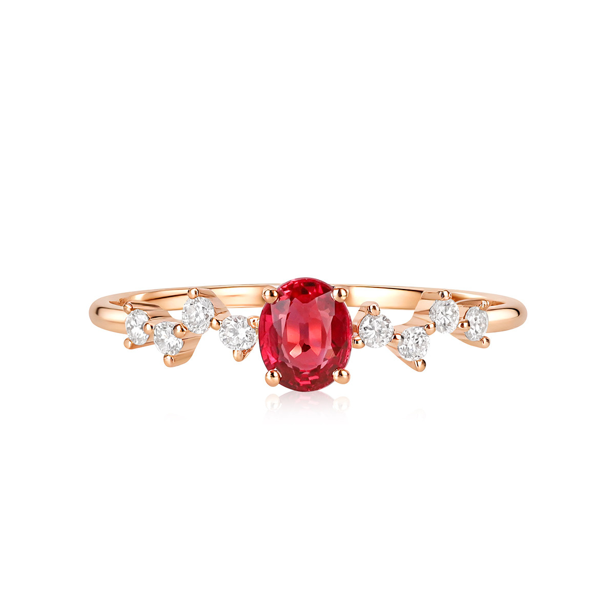Miangqi 18K gold natural ruby diamond ring