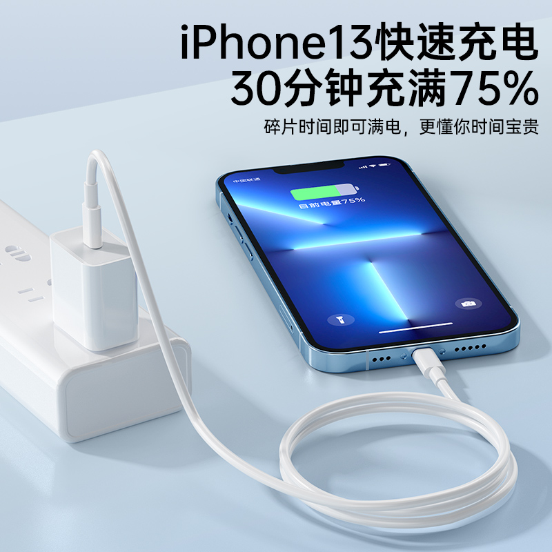 塔菲克苹果13promax数据线20W快充正品iphone14加长12原装11闪充 - 图0