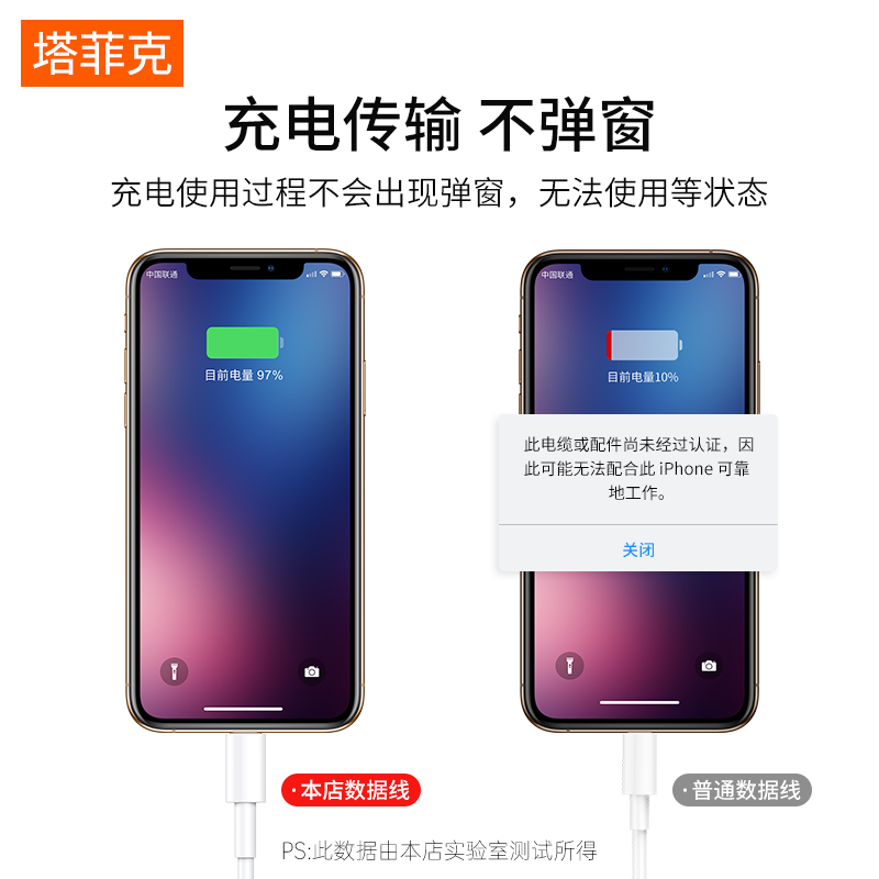 塔菲克适用iPhone6s快充数据线苹果手机ipad充电线器8plus一11pro正品12单头短se平板pd20w插头冲13电2米闪充 - 图1