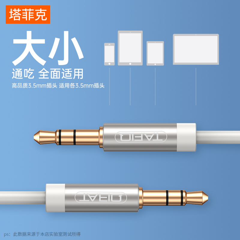 塔菲克 车载aux音频线车用3.5mm公对公双头耳机手机连接线汽车音箱音响头戴式通用苹果两双头音频输出线纯铜