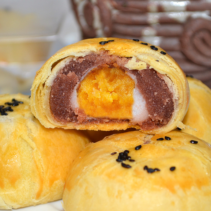 聚味园食品专营店蛋黄酥红豆雪媚娘麻薯咸鸭6枚下午茶糕点心办公室零食紫薯红豆味0