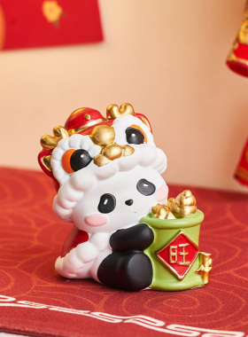 创意熊猫招财工位装饰品摇钱树办公室桌面小摆件手机支架新年礼物