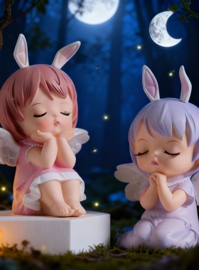 超萌可爱天使兔子摆件