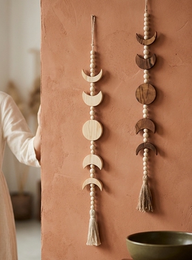 手工木质波西米亚月相流苏挂饰