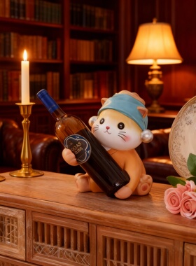 可爱猫咪手工红酒架桌面摆件