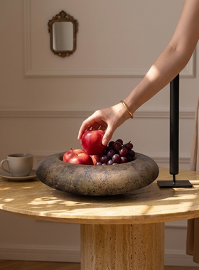 客厅家用果盘2025新款中古风茶几干果水果篮摆件收纳托盘装饰品