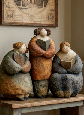 复古人物摆件玄关客厅小众装饰品