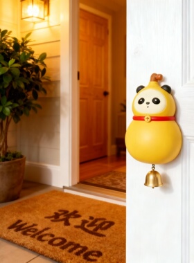 可爱熊猫造型门铃挂件欢迎光临