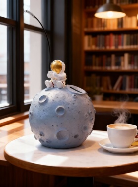 创意宇航员月球造型存钱罐摆件