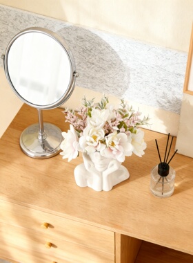 北欧陶瓷双面化妆镜高清放大