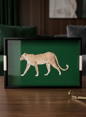 轻奢豹纹装饰盘客厅书房摆件