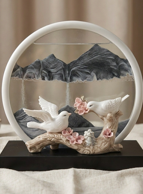创意流沙画花鸟客厅书房摆件