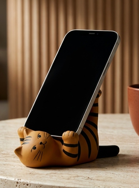 可爱老虎造型手机支架桌面摆件