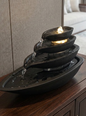 新中式流水生财循环水摆件办公室桌面高级感装饰公司开业乔迁礼物