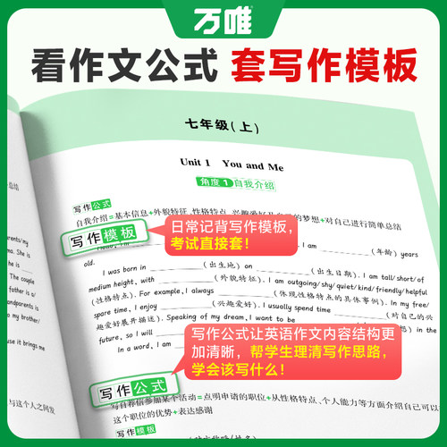2027万唯中考初中英语名校满分作文同步中学生教材优秀写作范文技巧大全初一初二初三七八九年级试题研究作文书辅导书训练万维教育 - 图2