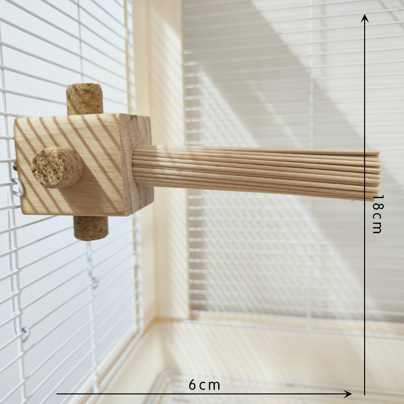 鹦鹉鸟用品木质跳板磨牙啃咬玩具实木鸟笼空中站架食盒木签站棒 - 图1