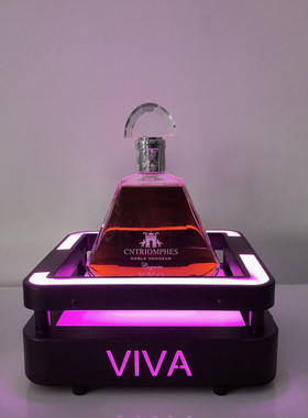 酒吧led发光酒托水晶柱香槟底座花环形xo洋酒酒座威斯忌双色调节