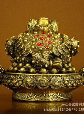 热销厂家批发直销纯铜金蟾聚宝盆铜摆件公司开业办公室客厅玄关金