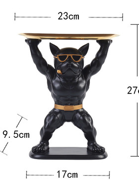 创意斗牛犬狗摆件收纳托盘家居装饰品客厅玄关桌面树脂工艺品