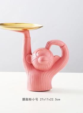 北欧创意树脂摆件水果点心收纳盘猴子托盘装饰品收纳批发