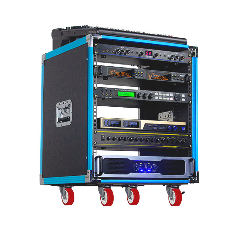 12U professional blue aluminum amplifier cabinet flight case audio cabinet mixer rack 16U audio and video equipment storage box