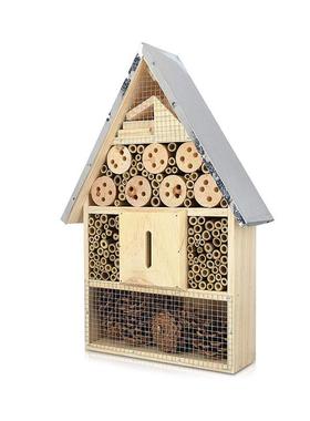 厂家供应镀锌屋顶防水防雨喂鸟器户外木质可印logo挂式悬昆虫屋