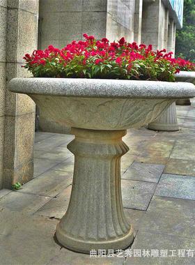 热销厂家钵石雕花盆公园小区庭院户外室内花盆花供应摆件青石爆品