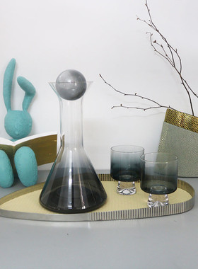 热销轻奢现代样板间不规则金属桌面收纳托盘售楼处客厅餐厅皮革摆