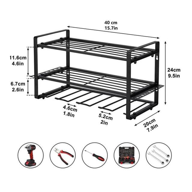 New four-layer wall-mounted power tool storage rack heavy duty floating tool rack handheld electric drill storage rack