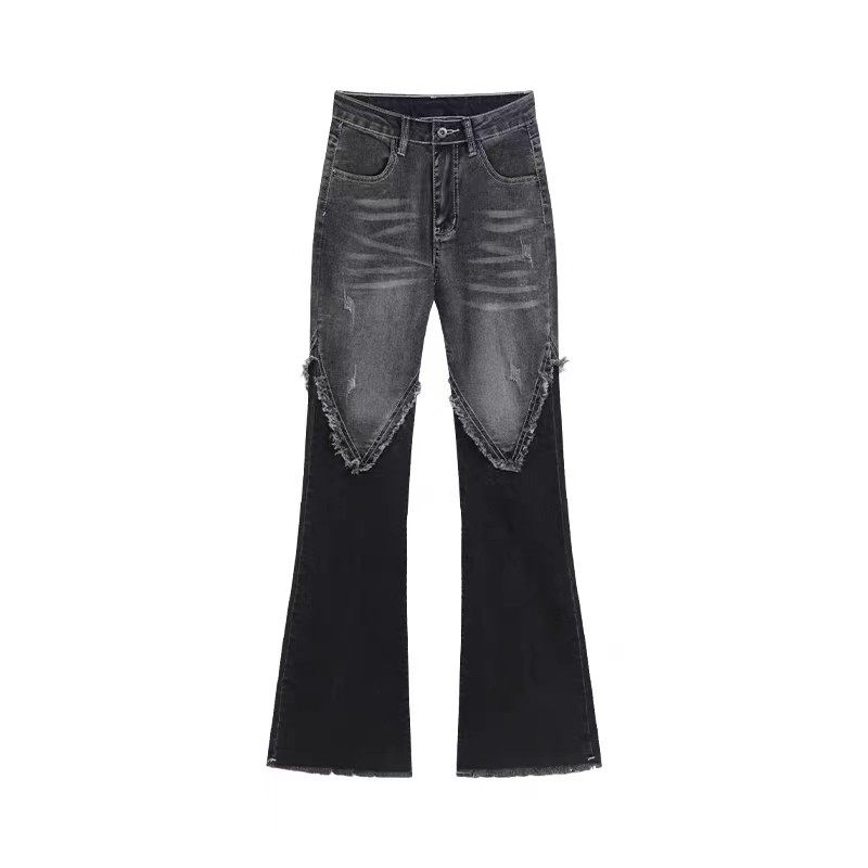 特大码300斤胖mm渐变灰女显瘦毛边拖地微喇叭阔腿长裤,淘宝优惠券,粉丝福利购,淘宝优惠卷