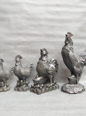 铁器公鸡摆件铸铁元宝财字生肖家居门庭客厅玄关铁公鸡工艺品装饰