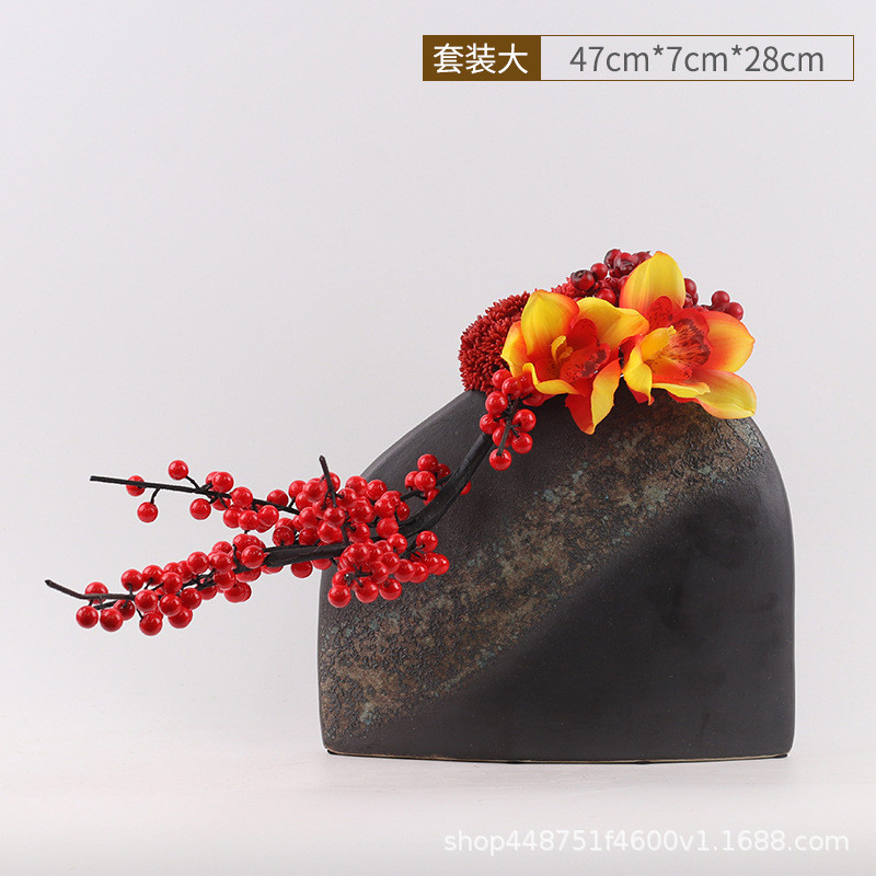 简约新中式家居红色果子花艺装饰品样日式仿真仿真花摆件酒店软装 - 图0