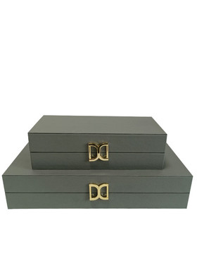 厂家简约新中式皮艺pu木装饰盒摆件样板房衣帽间创意家居软装饰品