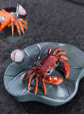 热销2024新款宜兴紫砂茶宠可养变色螃蟹茶桌茶台茶道摆件茶艺玩茶