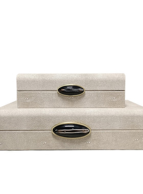 热销现代简约首饰盒卧室梳妆台床头柜皮质样板房装饰储物盒装饰品