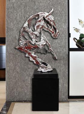 热销房地产新中式铸铝雕塑马头酒店桌面艺术品厂家样板房抽象动物