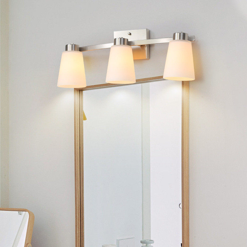 镜前灯室内磨砂玻璃床头背景墙壁灯砂镍色现代浴室梳妆台照明灯具,淘宝优惠券,粉丝福利购,淘宝优惠卷