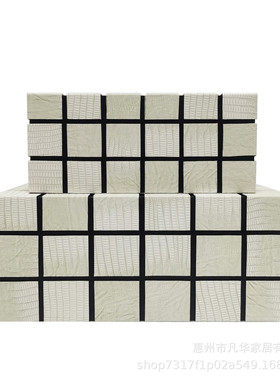 热销现代简约首饰盒方格桌面收纳盒样板间客厅售楼处创意装饰设计