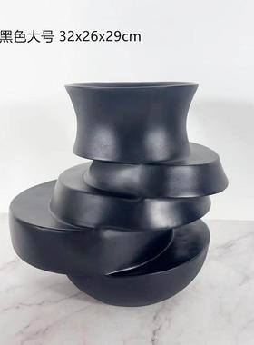 现代北欧极简层叠错位花瓶客厅插花干花器摆件软装家居样板房饰品
